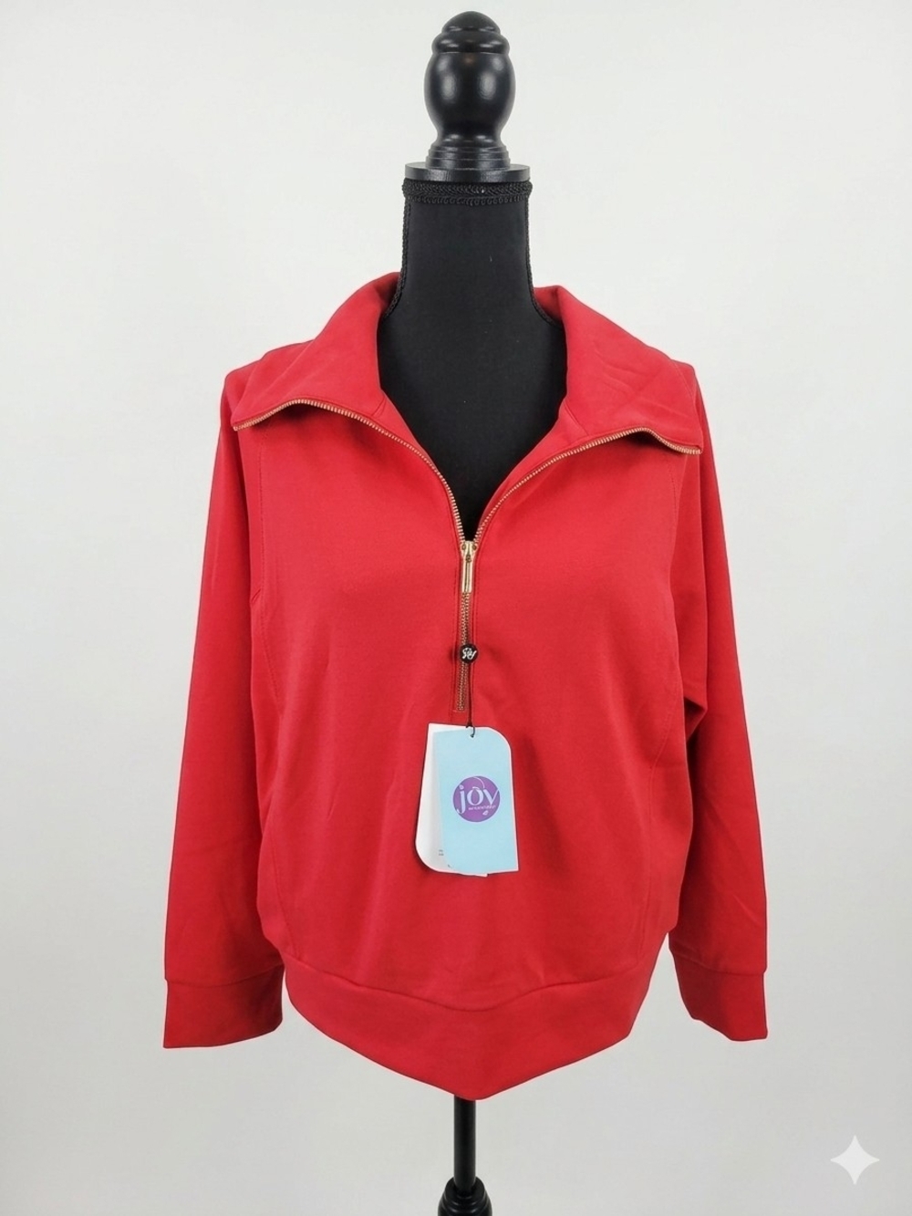 Joy Mangano Red Zip-Neck Pullover Hoodie